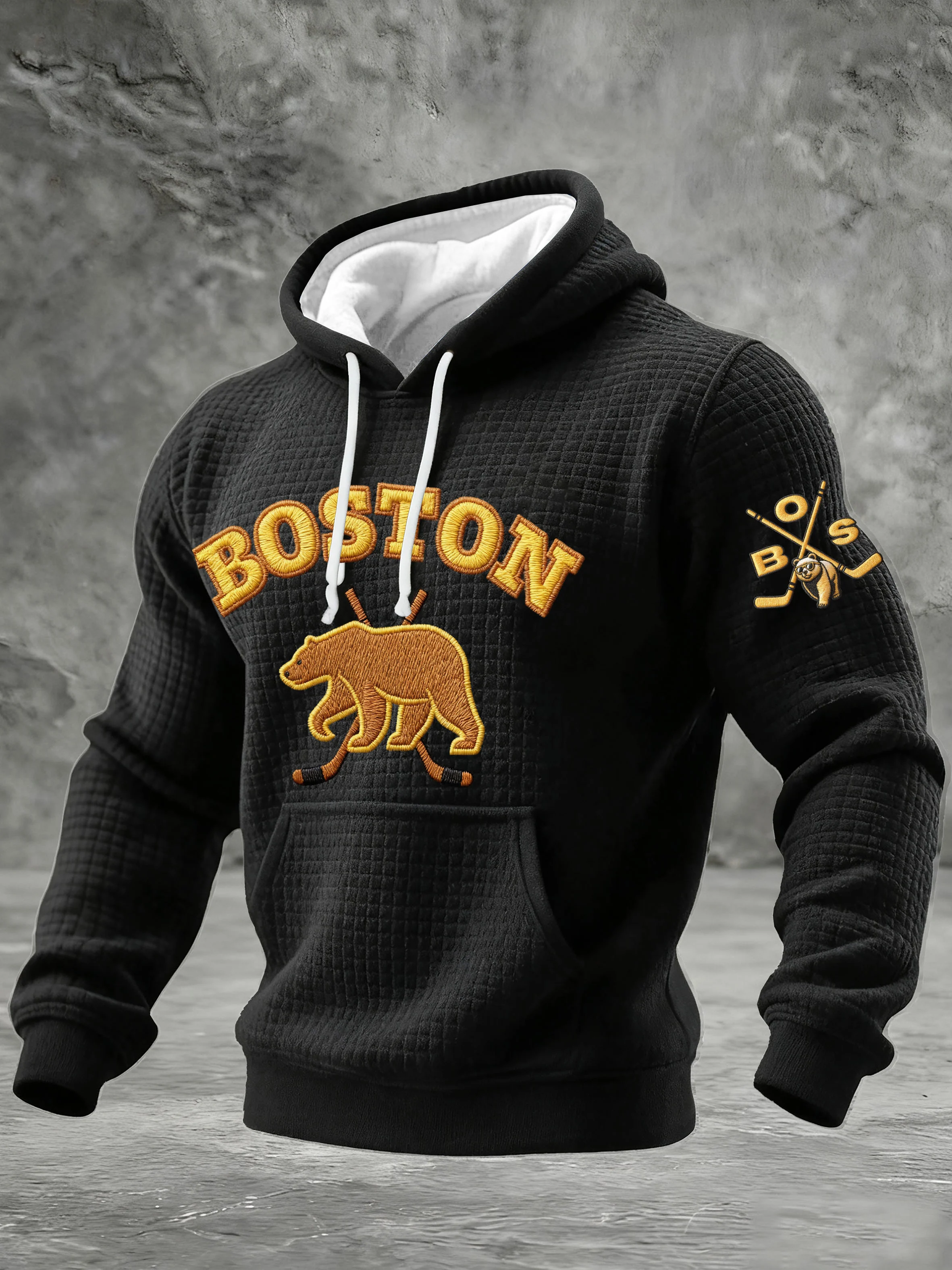Men's Vintage Hockey Printed Casual Hoodie