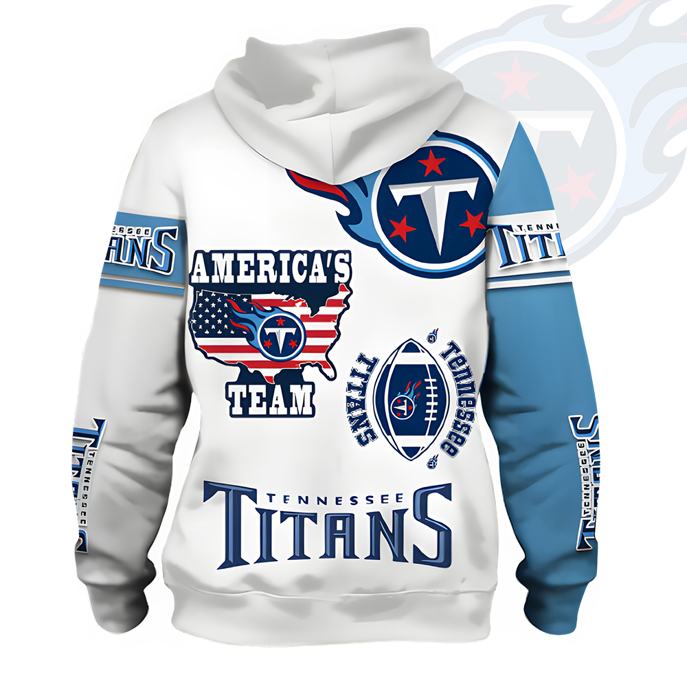 Unisex Tennessee Titans Printed Hoodie – Bold Zip Up Sweatshirt for Fans
