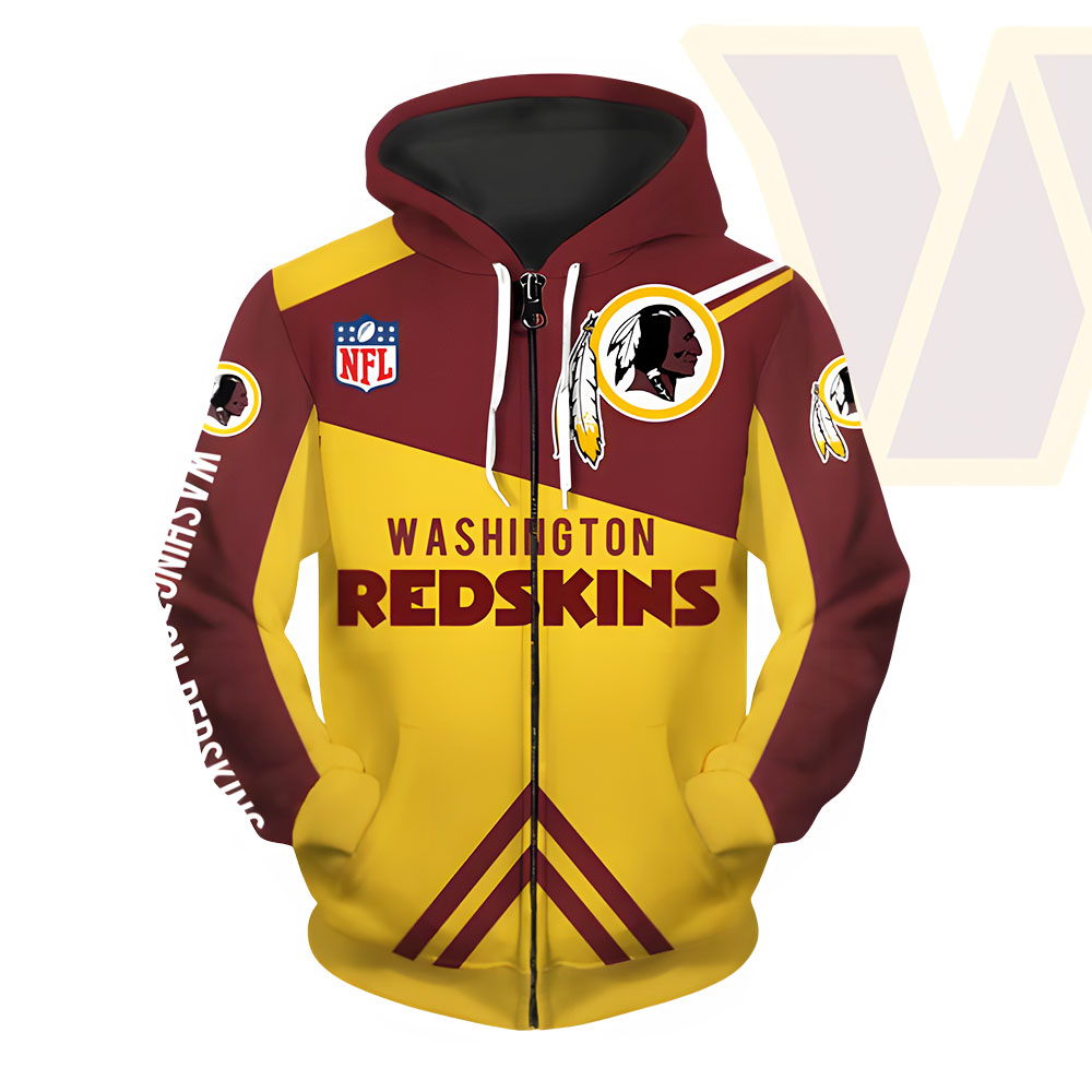 Unisex Washington Commanders Printed Hoodie – Bold Zip Up Sweatshirt for Fans