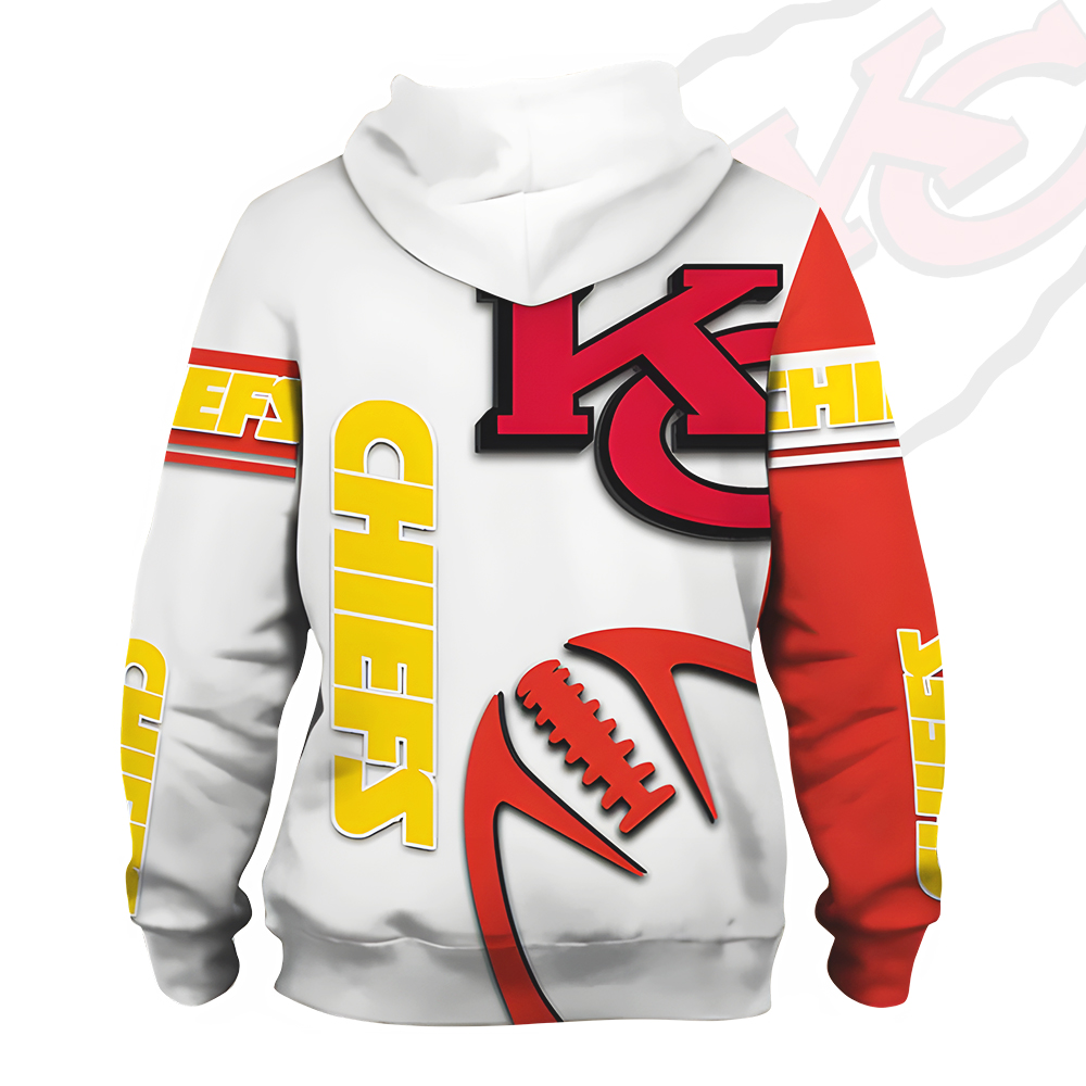 Unisex Kansas City Chiefs Printed Hoodie – Bold Zip Up Sweatshirt for Fans