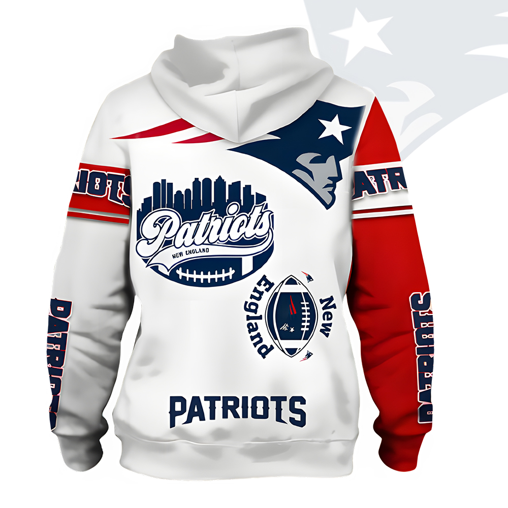 Unisex New England Patriots Printed Hoodie – Bold Zip Up Sweatshirt for Fans