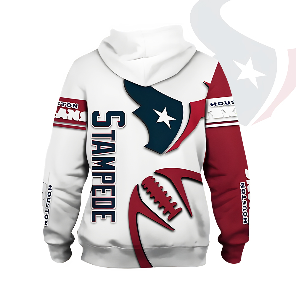 Unisex Houston Texans Printed Hoodie – Bold Zip Up Sweatshirt For Fan