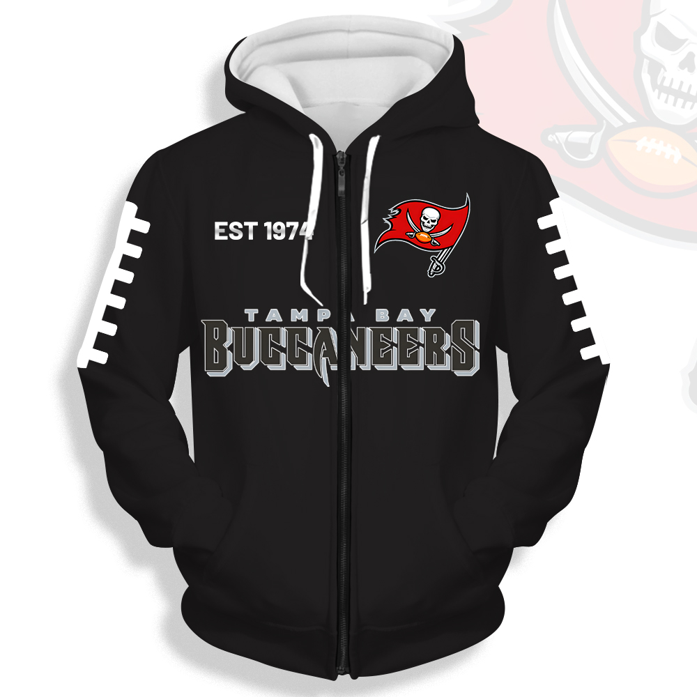 Unisex Tampa Bay Buccaneers Printed Hoodie – Bold Zip Up Sweatshirt For Fan