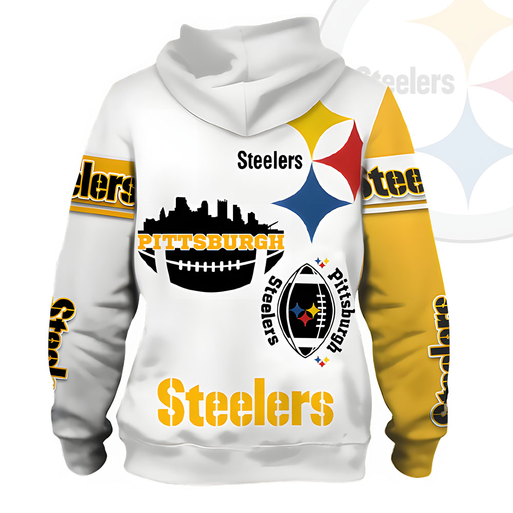 Unisex Pittsburgh Steelers Printed Hoodie – Bold Zip Up Sweatshirt for Fans