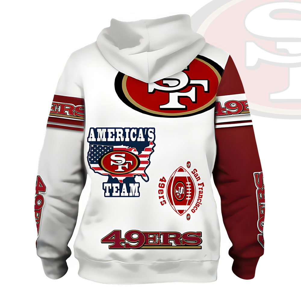 Unisex San Francisco 49ers Printed Hoodie – Bold Zip Up Sweatshirt for Fans