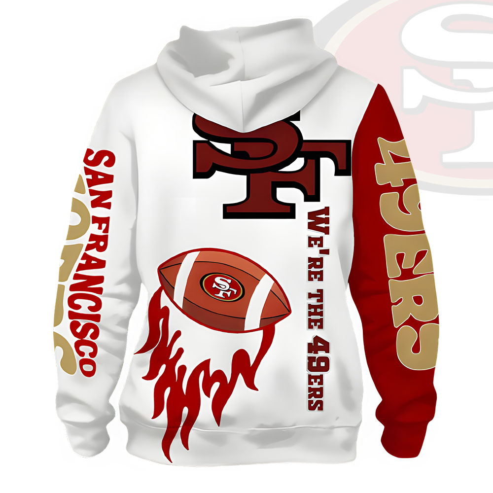 Unisex San Francisco 49ers Printed Hoodie – Bold Zip Up Sweatshirt for Fans