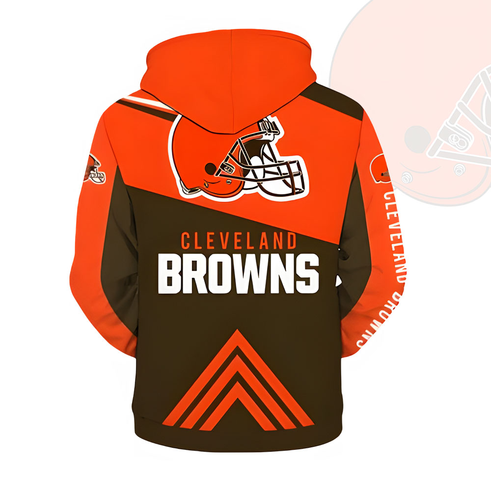 Unisex Cleveland Browns Printed Hoodie – Bold Zip Up Sweatshirt For Fan