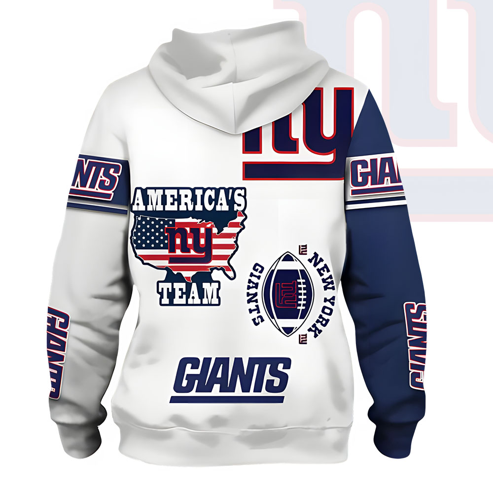 Unisex New York Giants Printed Hoodie – Bold Zip Up Sweatshirt for Fans