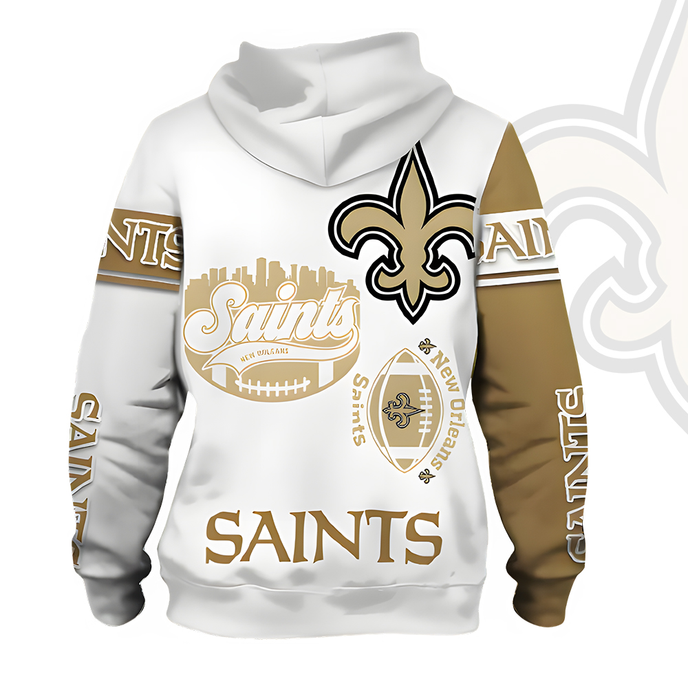 Unisex New Orleans Saints Printed Hoodie – Bold Zip Up Sweatshirt for Fans