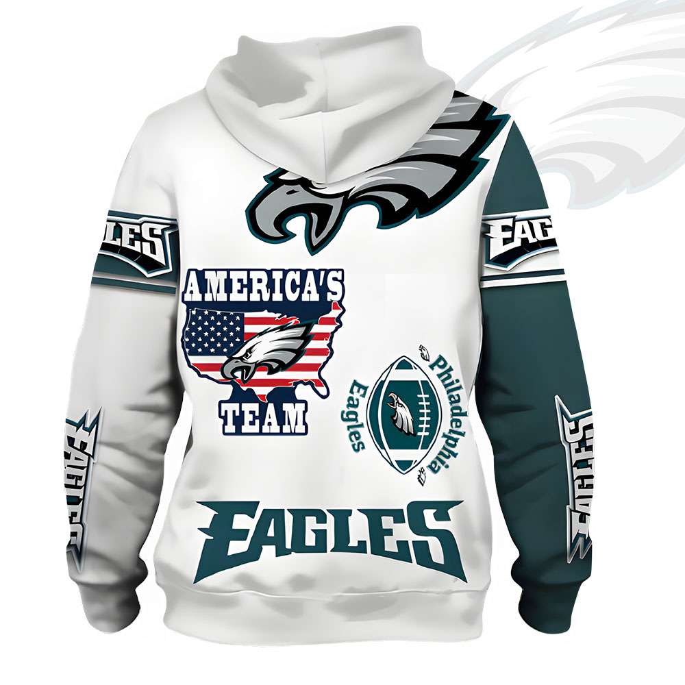 Unisex Philadelphia Eagles Printed Hoodie – Bold Zip Up Sweatshirt for Fans