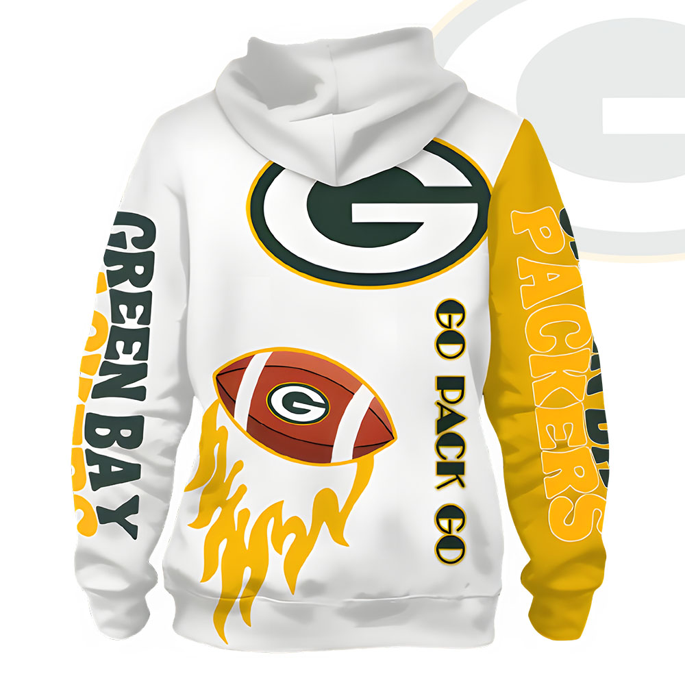 Unisex Green Bay Packers Printed Hoodie – Bold Zip Up Sweatshirt for Fans