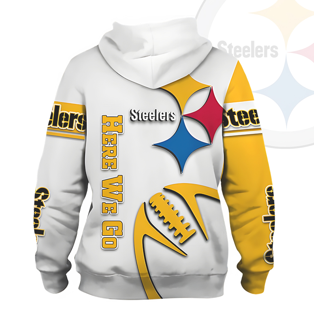 Unisex Pittsburgh Steelers Printed Hoodie – Bold Zip Up Sweatshirt for Fans