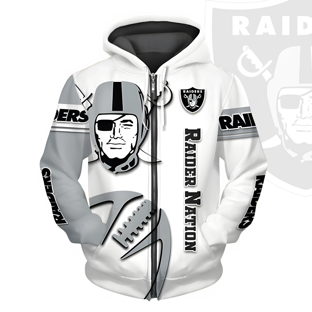 Unisex Las Vegas Raiders Printed Hoodie – Bold Zip Up Sweatshirt for Fans