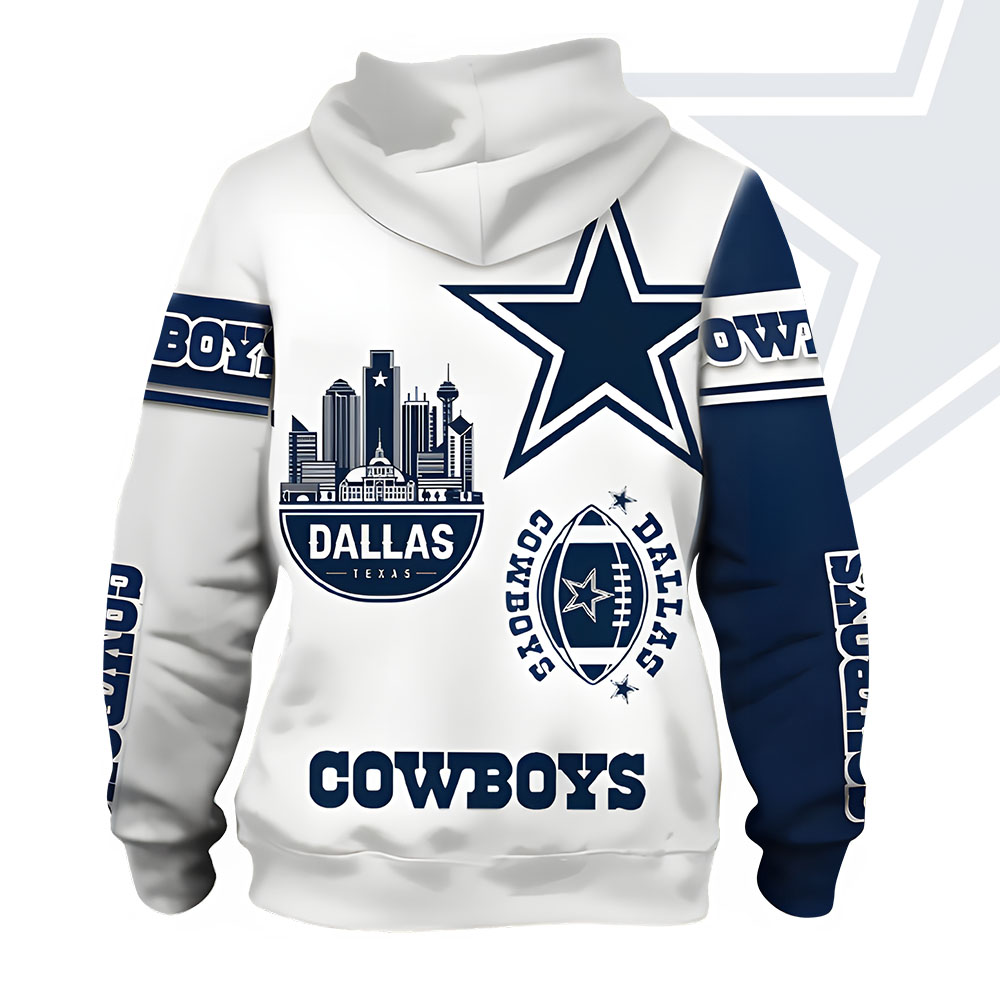 Unisex Dallas Cowboys Printed Hoodie – Bold Zip Up Sweatshirt for Fans