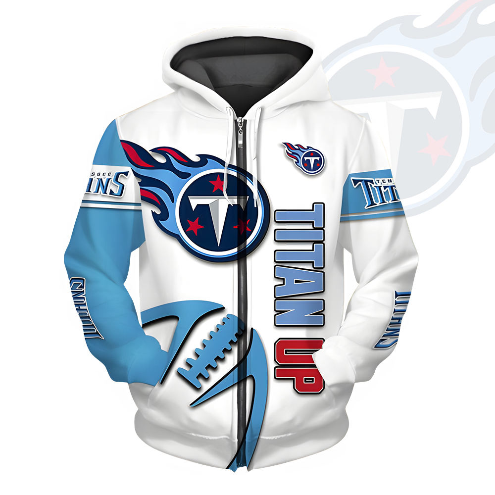 Unisex Tennessee Titans Printed Hoodie – Bold Zip Up Sweatshirt For Fan