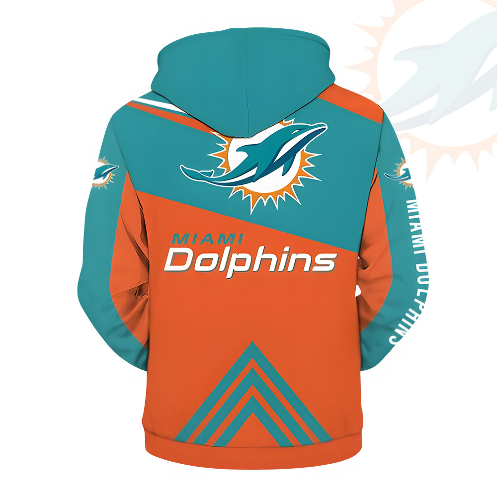 Unisex Miami Dolphins Printed Hoodie – Bold Zip Up Sweatshirt for Fans