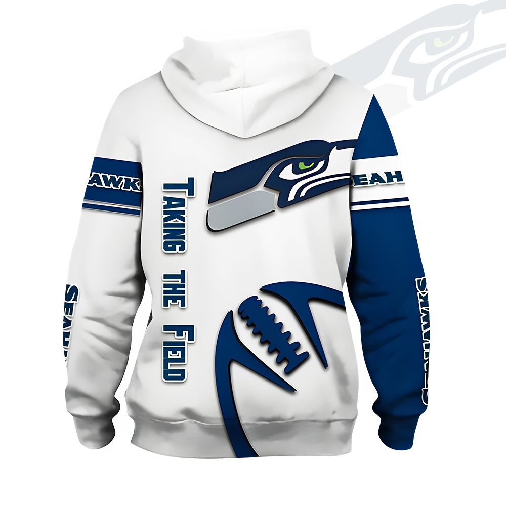 Unisex Seattle Seahawks Printed Hoodie – Bold Zip Up Sweatshirt For Fan