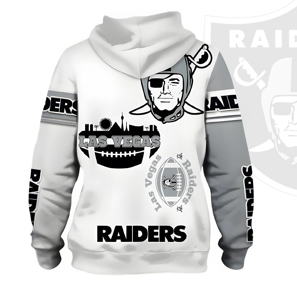 Unisex Las Vegas Raiders Printed Hoodie – Bold Zip Up Sweatshirt for Fans