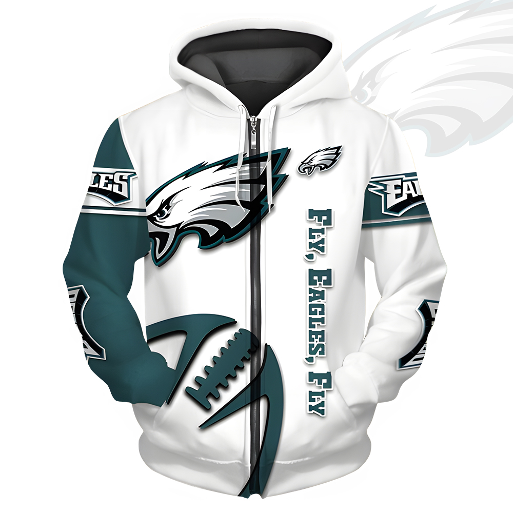 Unisex Philadelphia Eagles Printed Hoodie – Bold Zip Up Sweatshirt for Fans