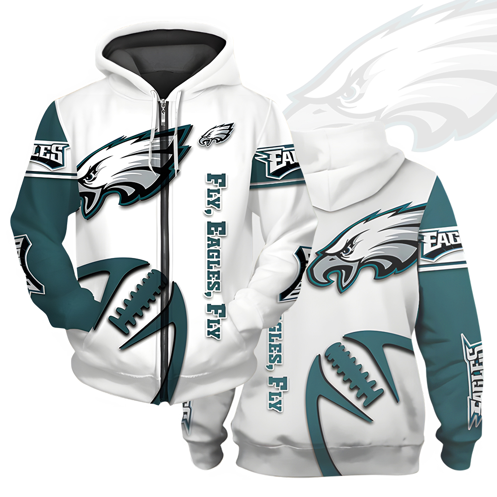 Unisex Philadelphia Eagles Printed Hoodie – Bold Zip Up Sweatshirt for Fans