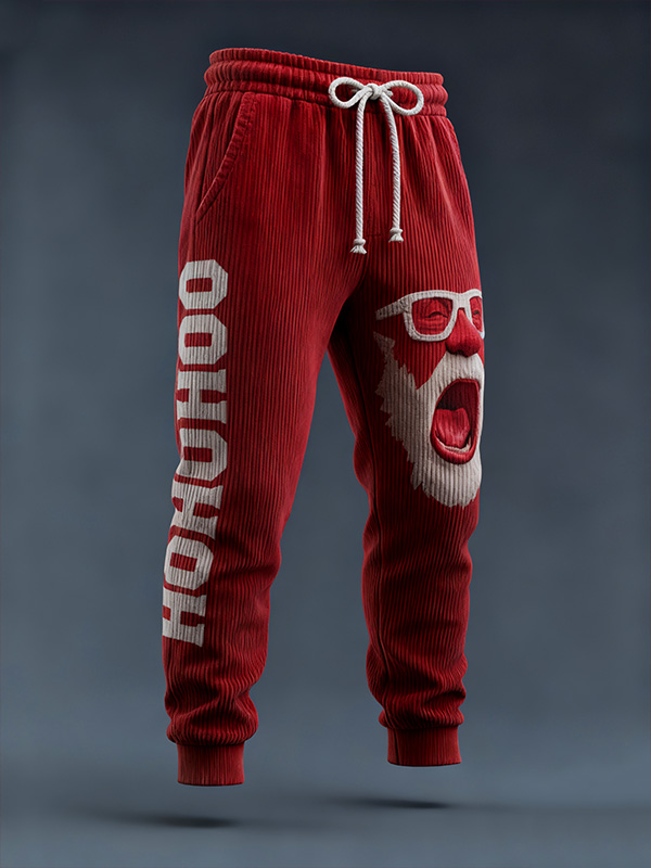 Men's Snowflakes Print Corduroy Christmas Ugly Pants