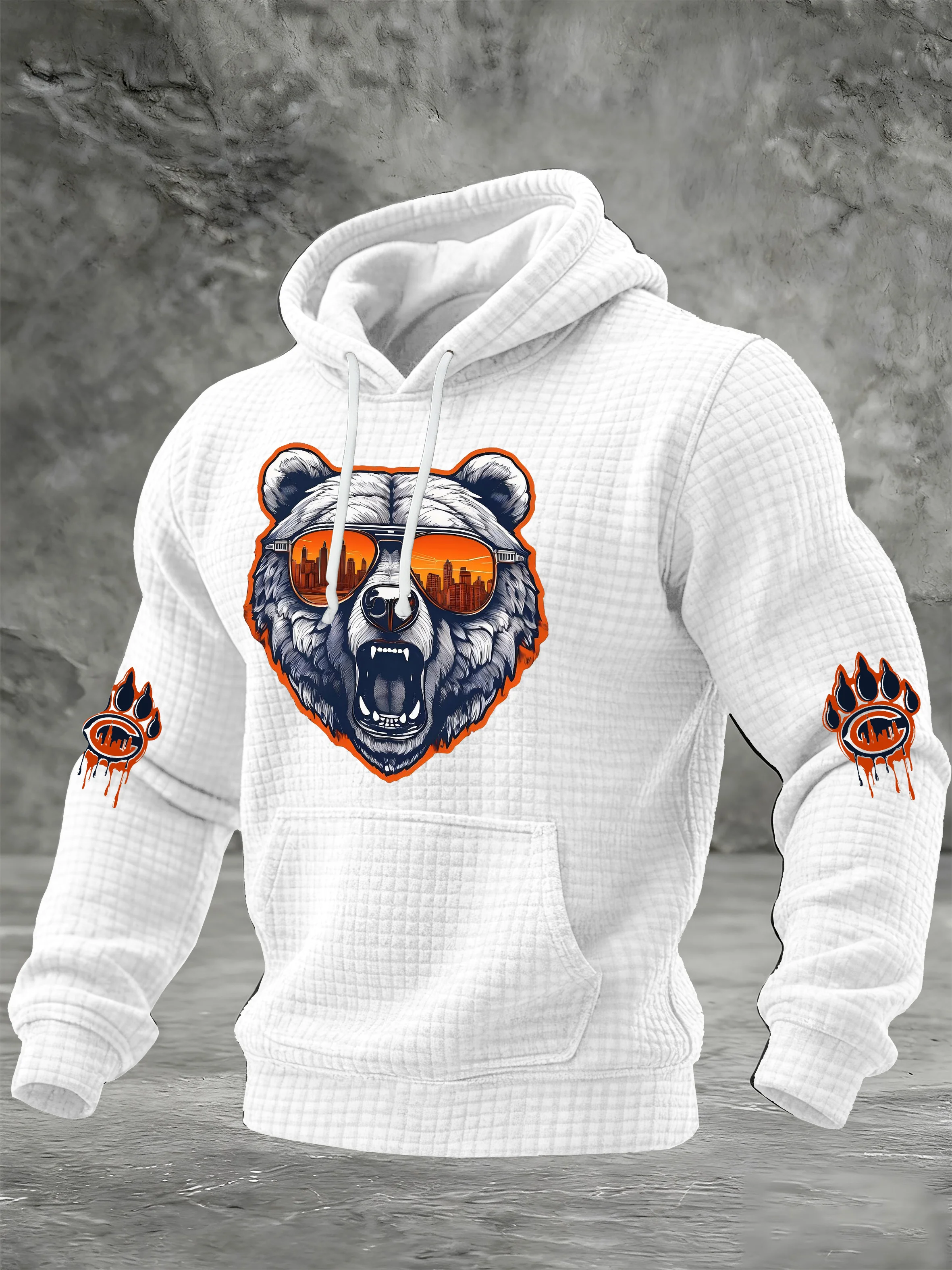 Men'S Casual Printed Hooded Sweatshirt