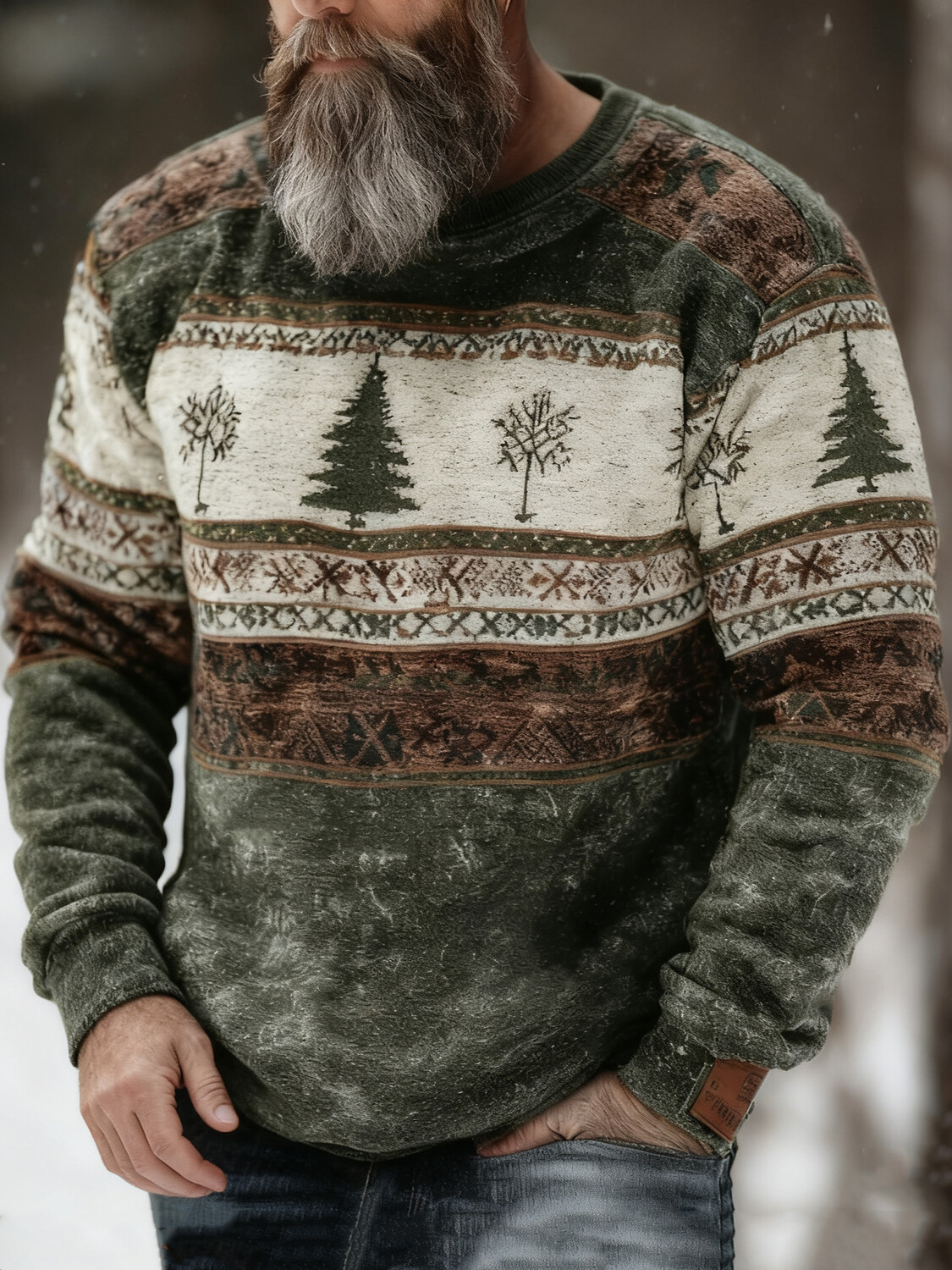 Men's Christmas Tree Geometric Art Print Casual Sweatshirt