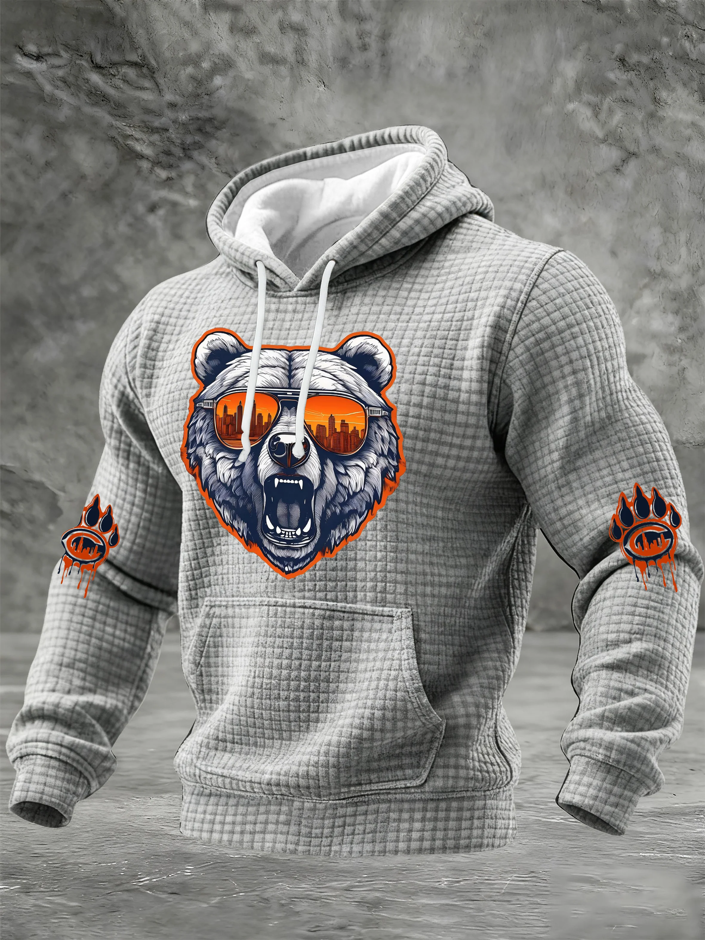 Men'S Casual Printed Hooded Sweatshirt