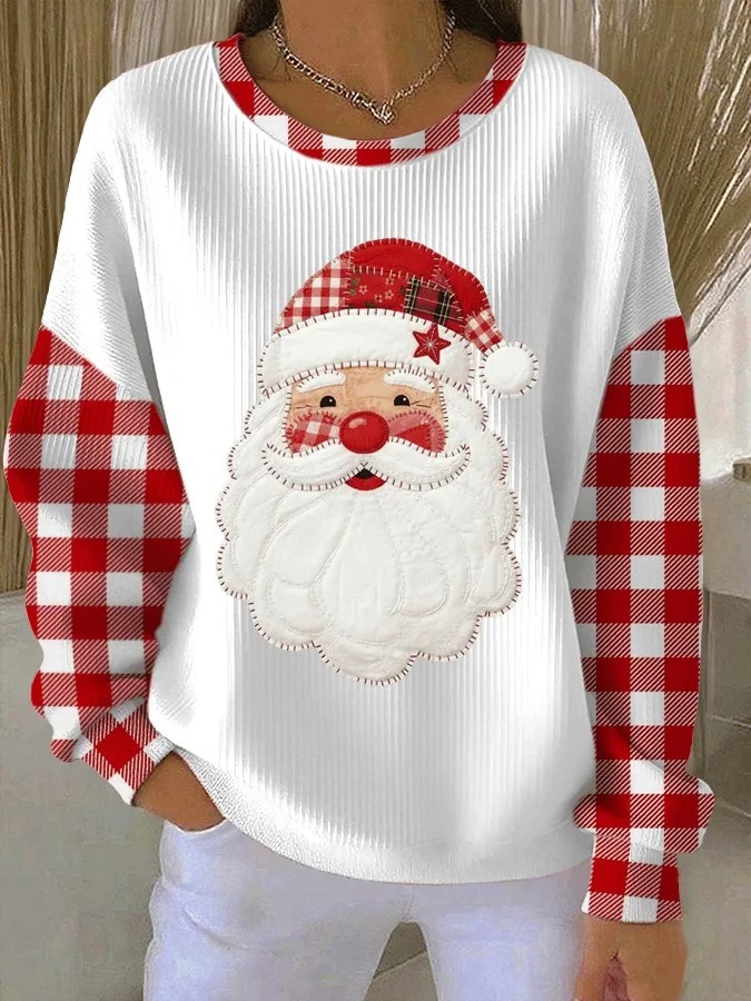 Women's Santa Claus Print Casual Hooded Sweatshirt