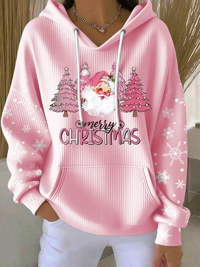 Women's Santa Claus Print Casual Hooded Sweatshirt