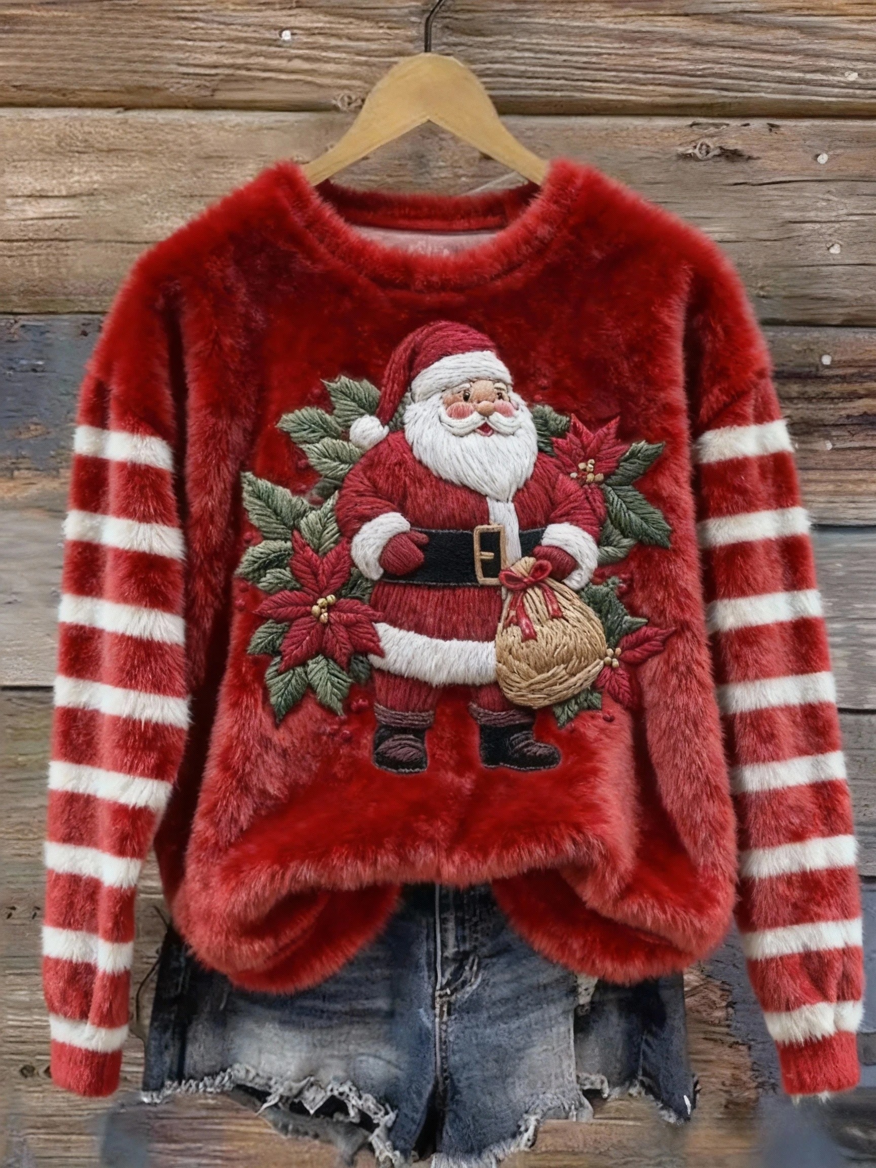 Women's Santa Claus Print Casual Hooded Sweatshirt