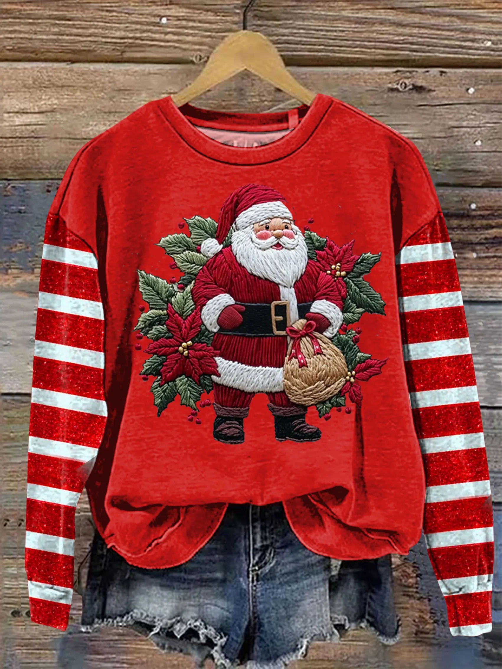 Women's Santa Claus Print Casual Hooded Sweatshirt