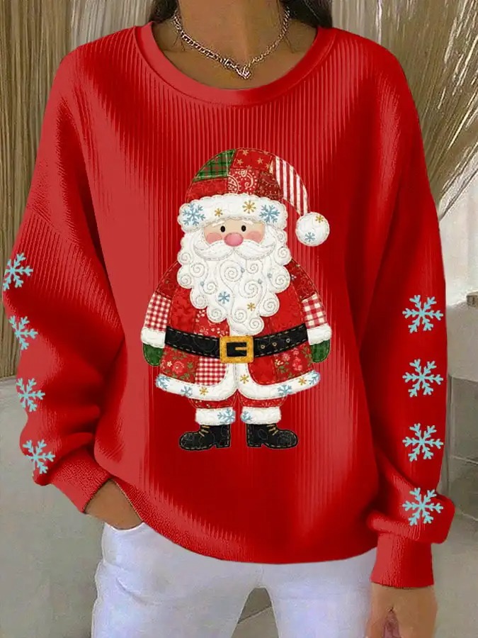 Women's Santa Claus Print Casual Hooded Sweatshirt