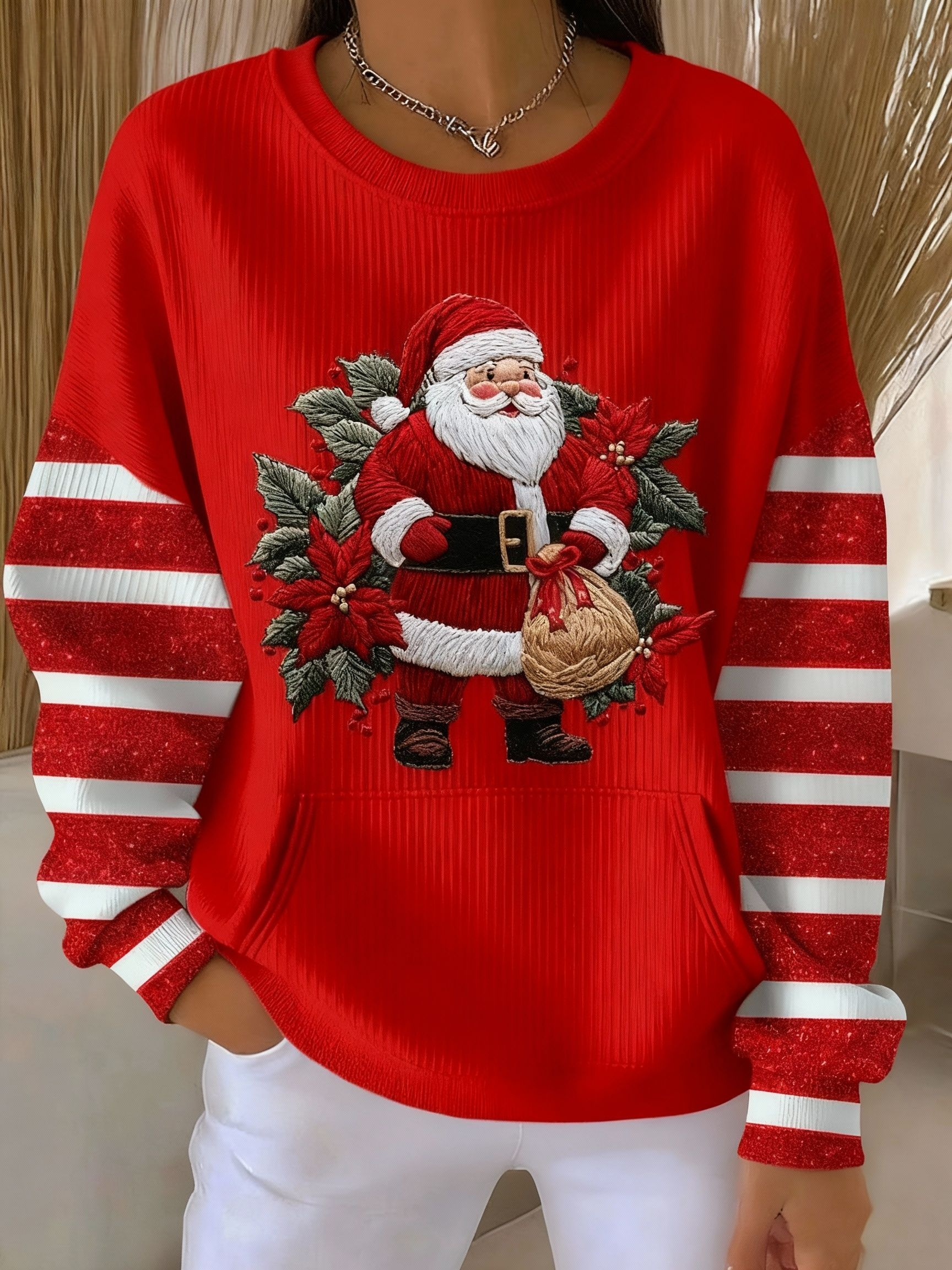 Women's Santa Claus Print Casual Hooded Sweatshirt