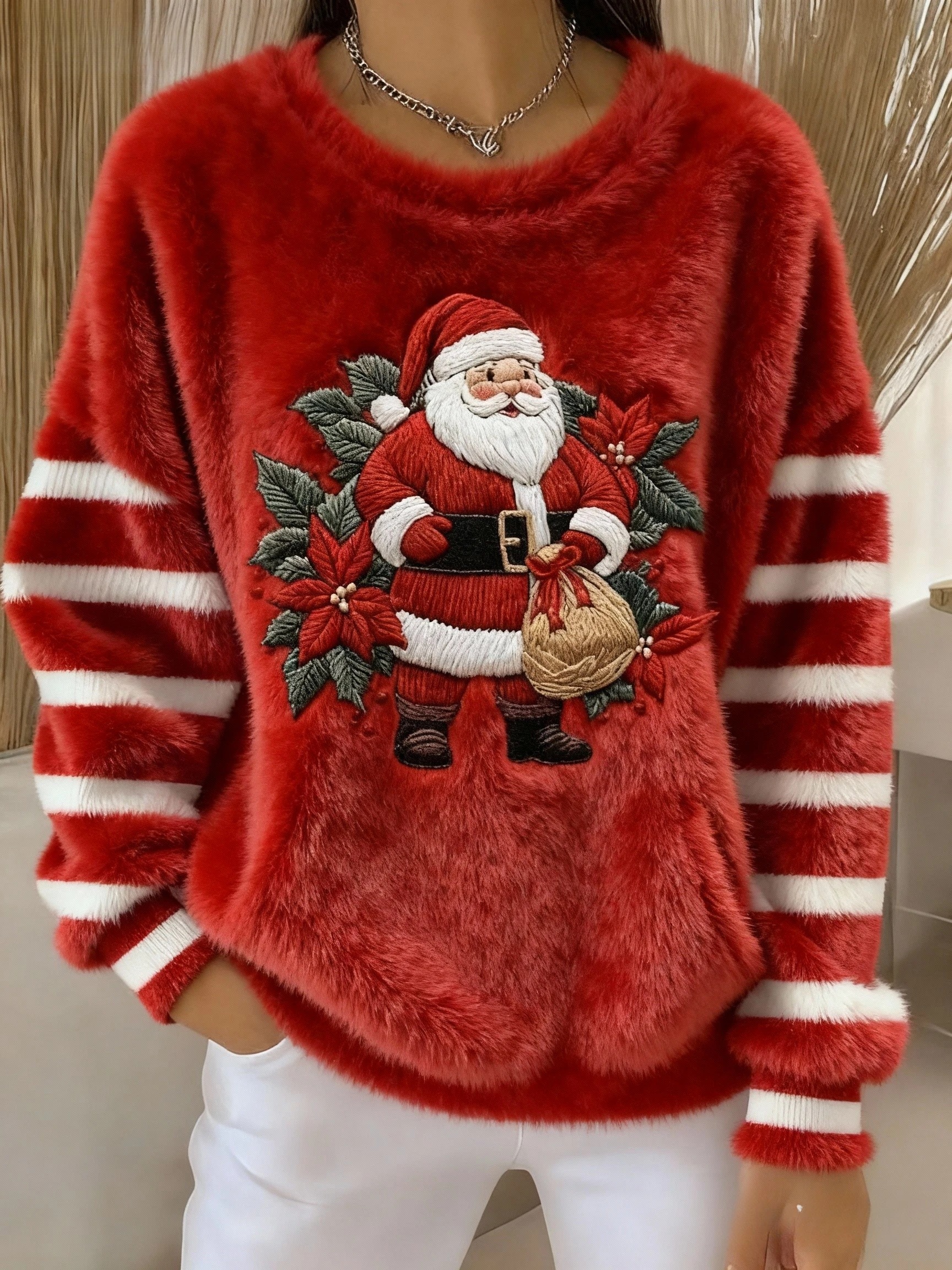 Women's Santa Claus Print Casual Hooded Sweatshirt