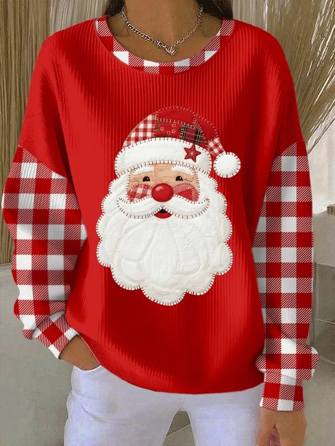 Women's Santa Claus Print Casual Hooded Sweatshirt
