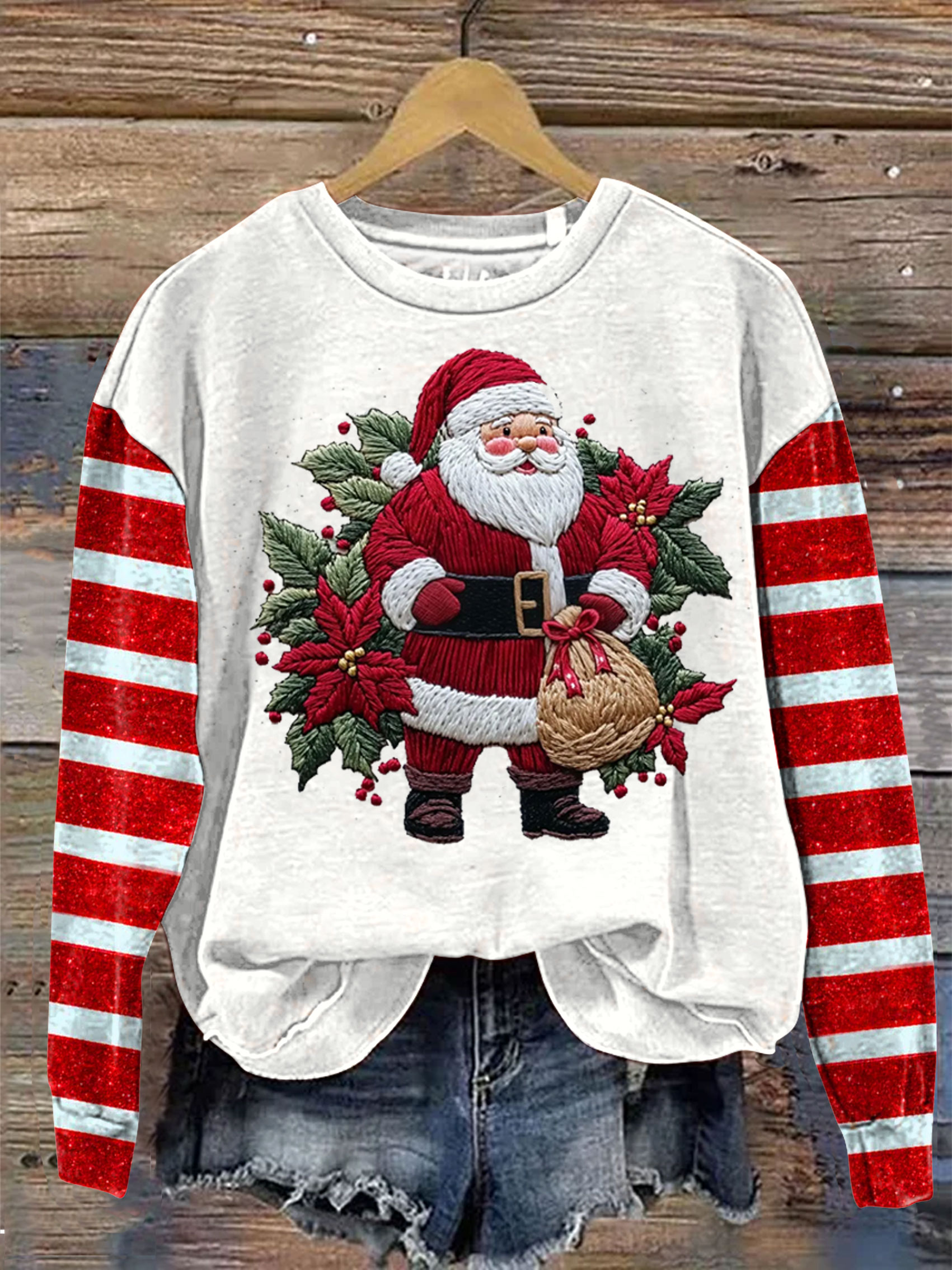 Christmas Santa Claus Art Print Casual Sweatshirt