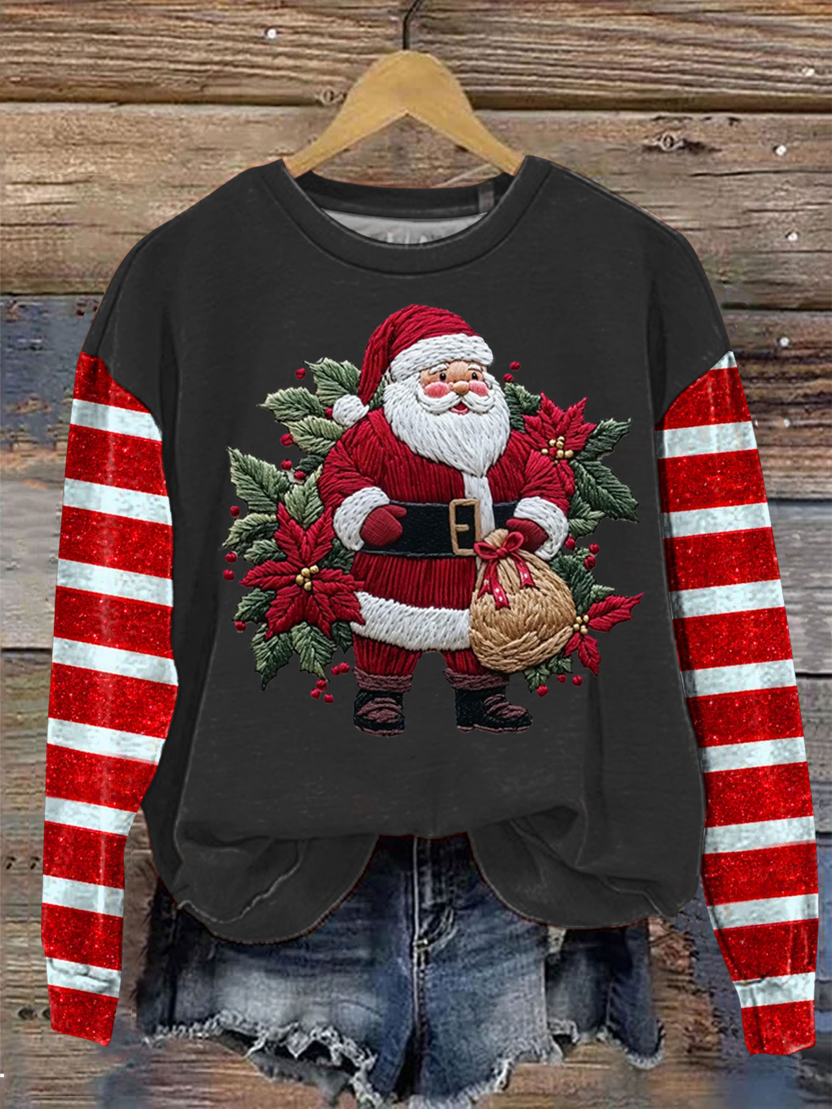 Christmas Santa Claus Art Print Casual Sweatshirt