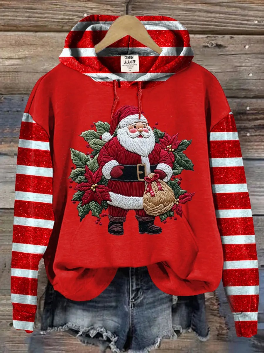 Women's Santa Claus Print Casual Hooded Sweatshirt
