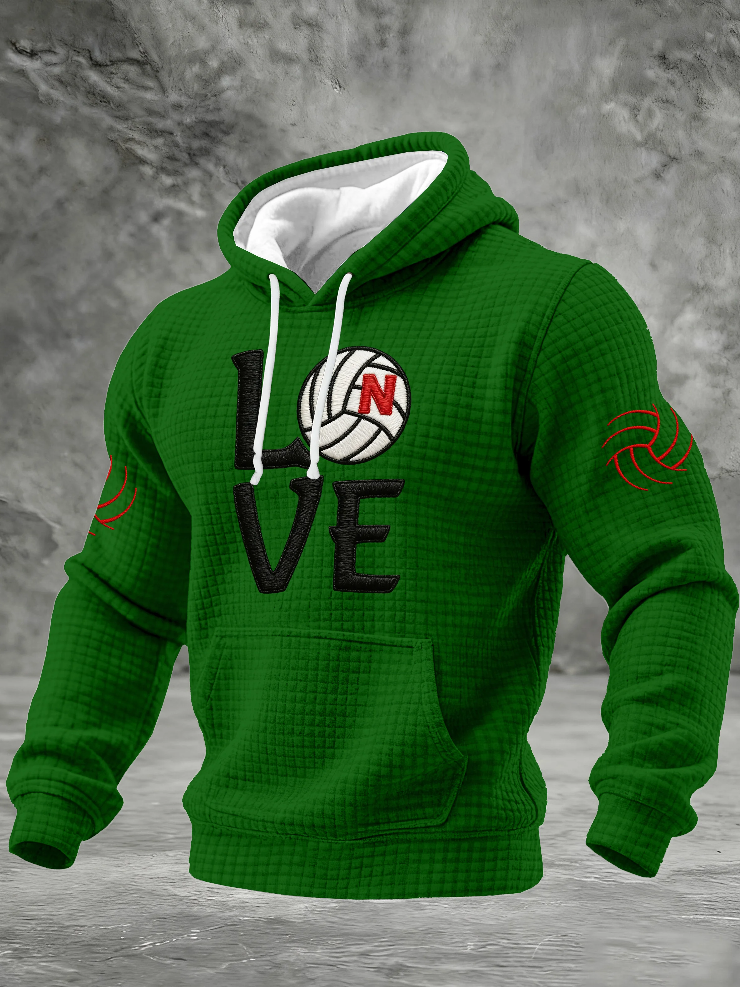 Men's Retro Volleyball Printed Hoodie