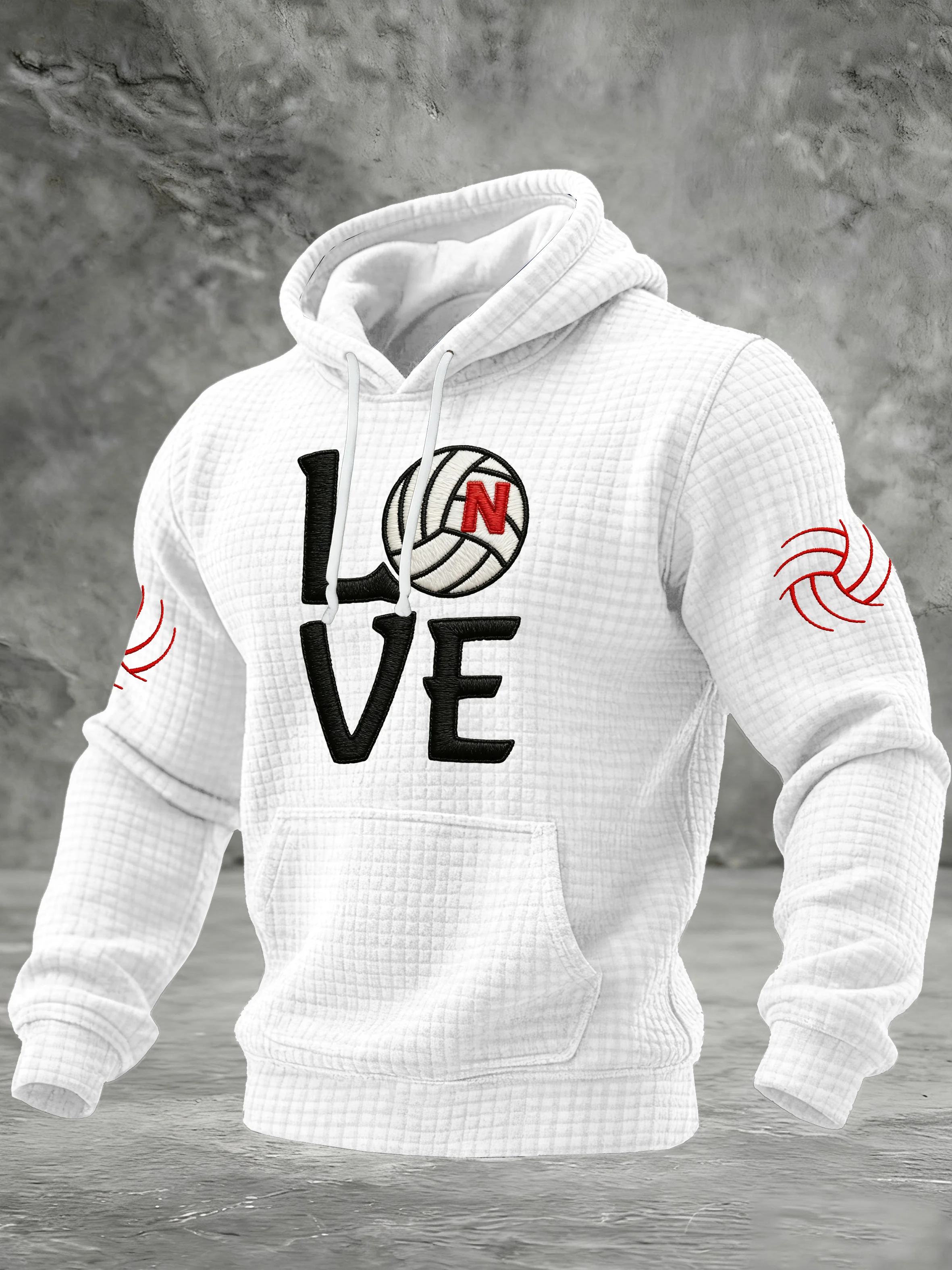 Men's Retro Volleyball Printed Hoodie