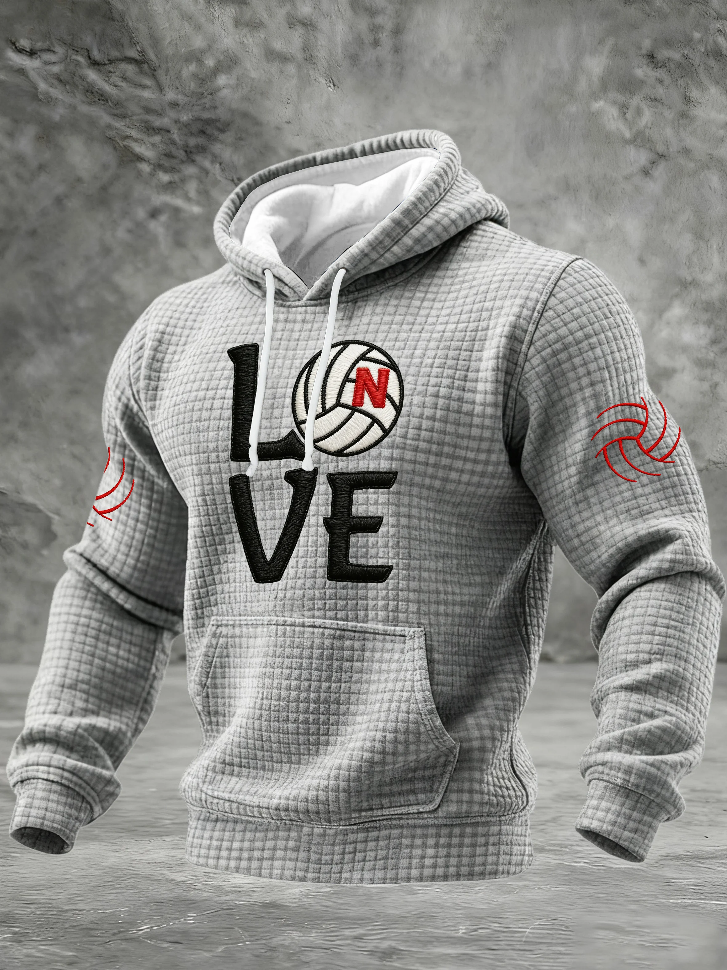 Men's Retro Volleyball Printed Hoodie