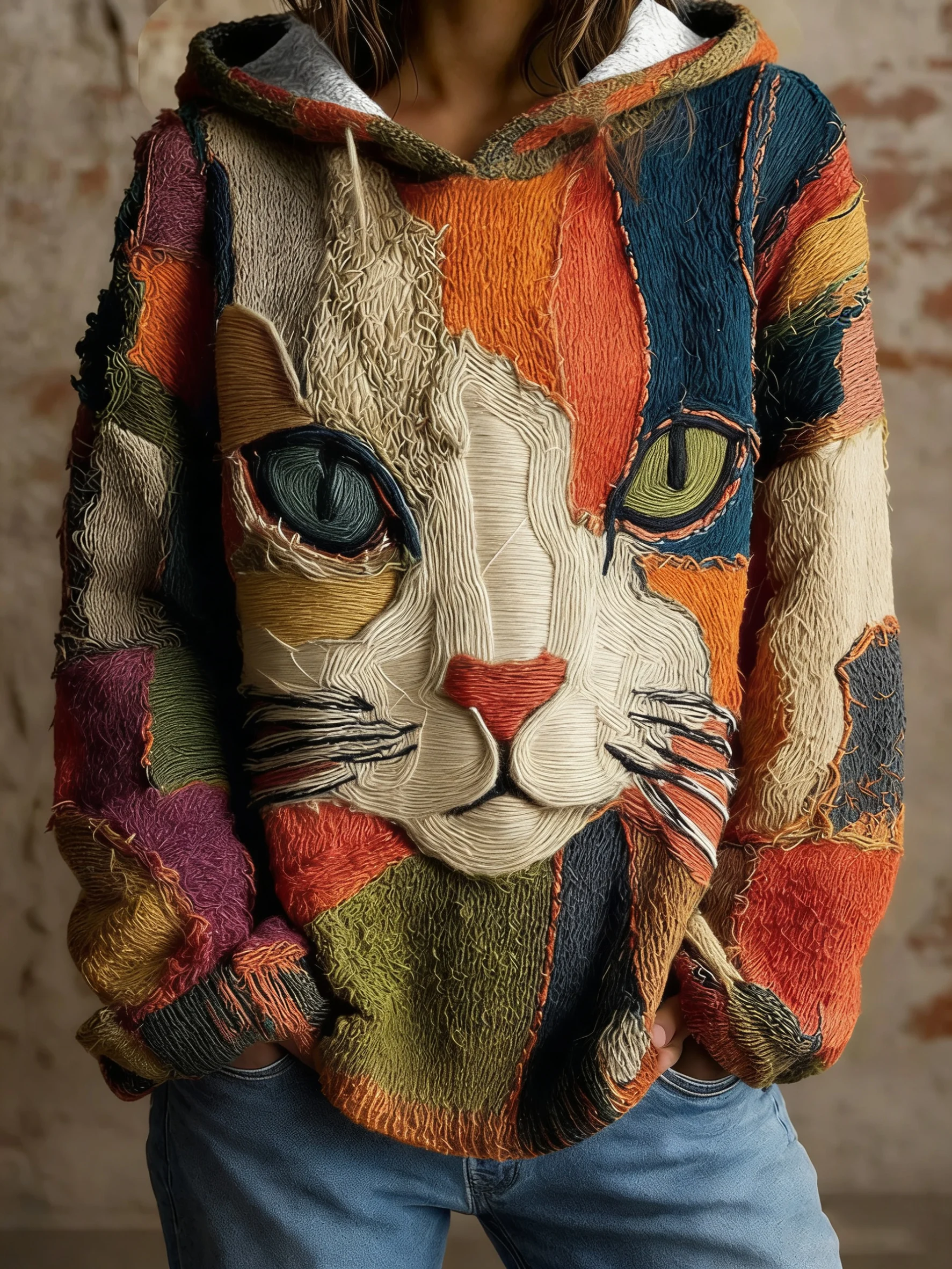 Women's Art Geometric Cat Print Tops