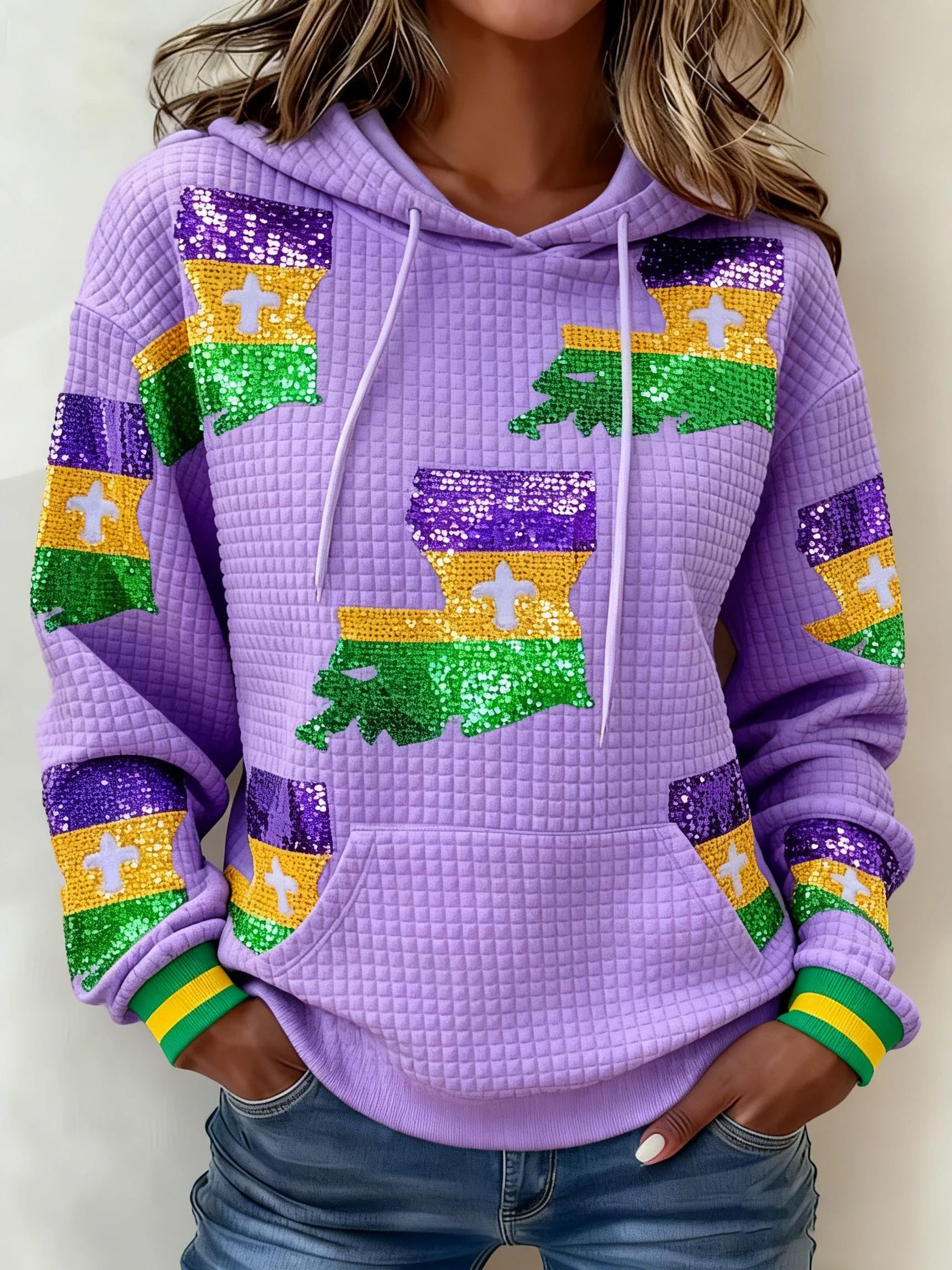 Women's Mardi Gras Print Hoodie