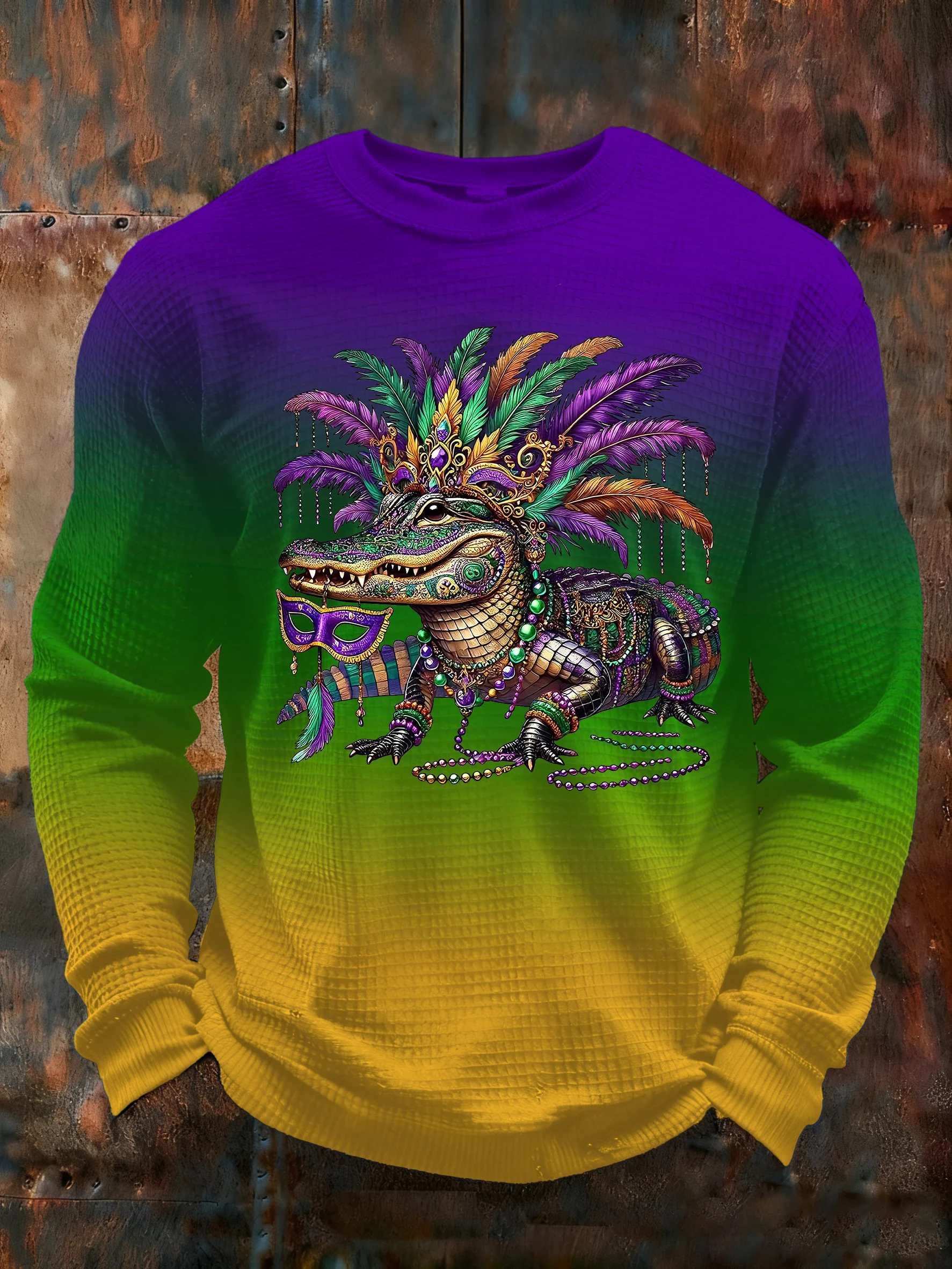 Men's Mardi Gras Printed Casual Long-Sleeved Top