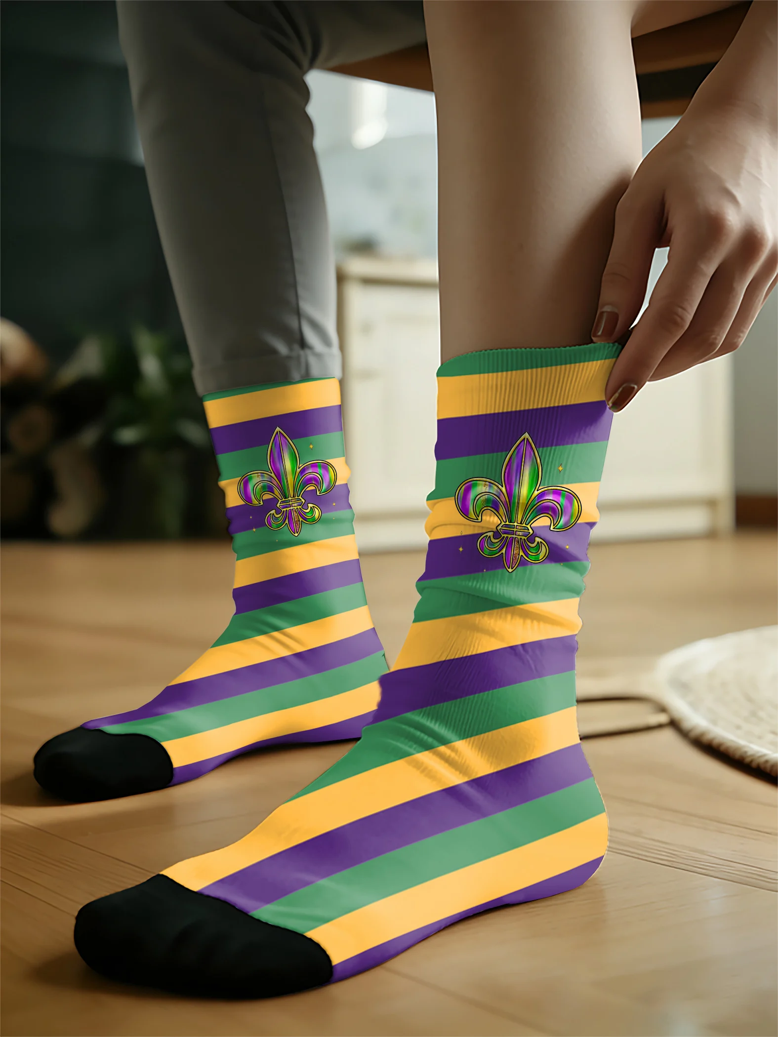 Unisex Mardi Gras Knitted Casual Socks