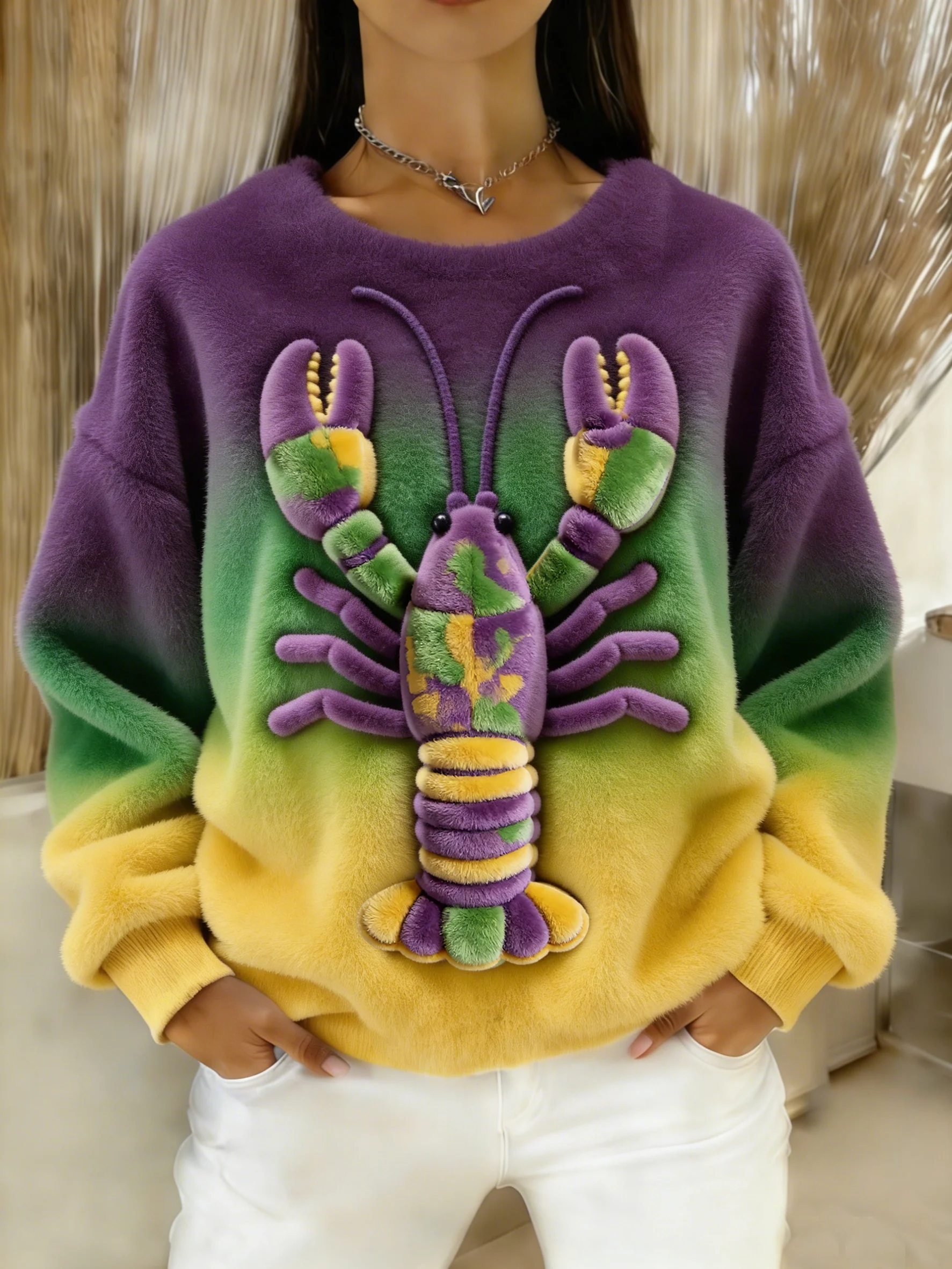 Women's Mardi Gras Art Flannel Sweatshirt