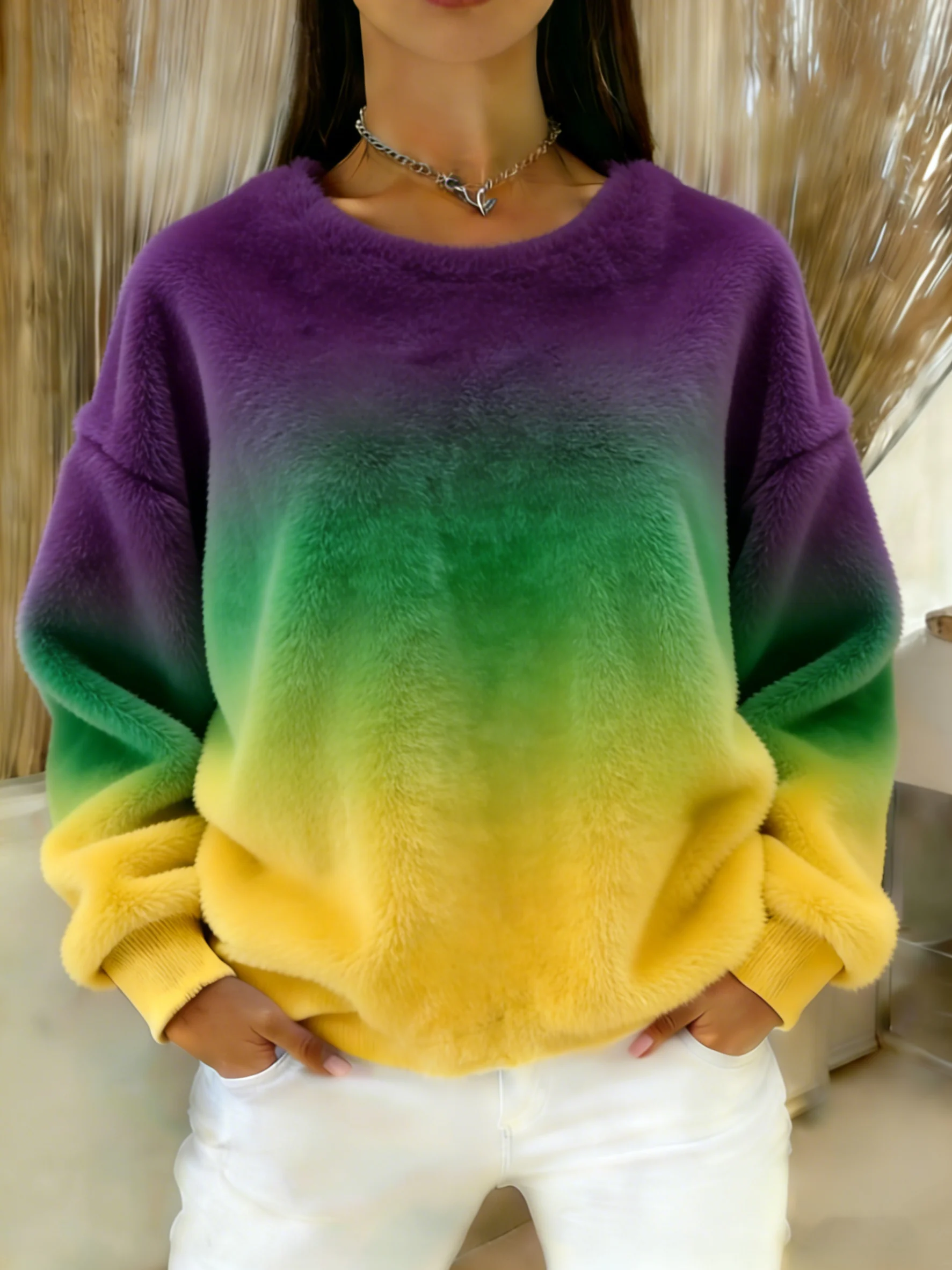 Women's Mardi Gras Art Flannel Sweatshirt