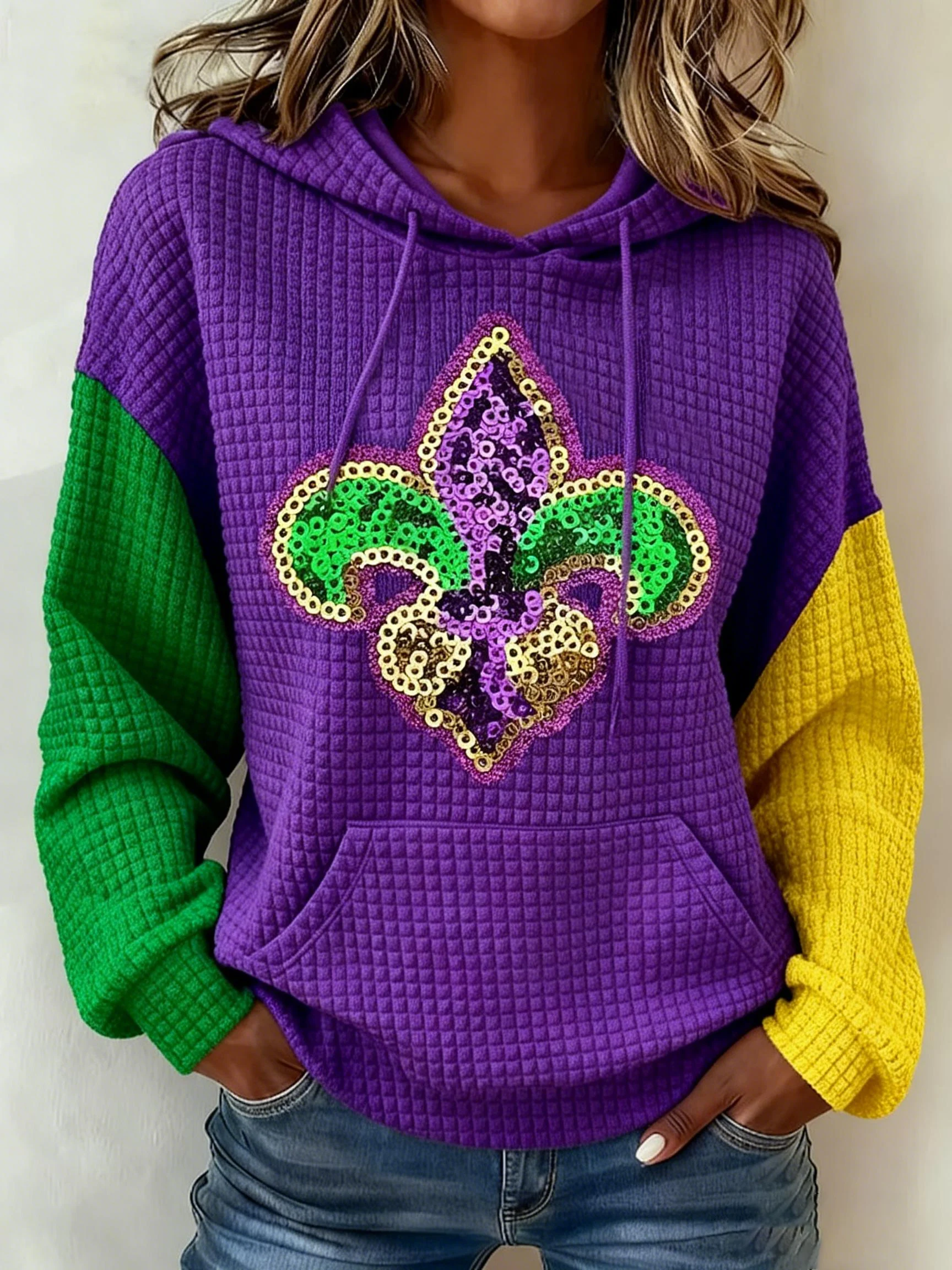 Women's Mardi Gras Print Hoodie