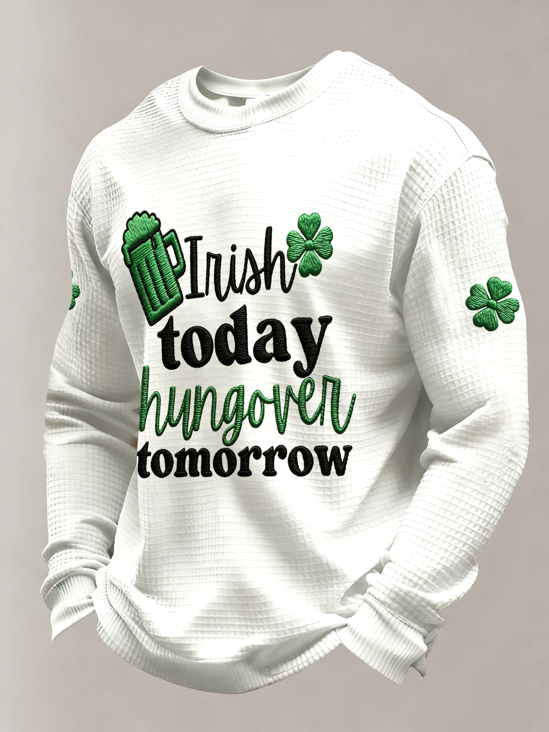 Men's Saint Patrick Printed Casual Long-Sleeved Top